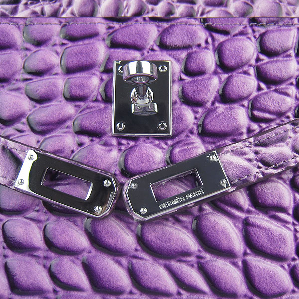 AAA Hermes Kelly 22 CM Stone Veins Leather Handbag Purple H008 On Sale